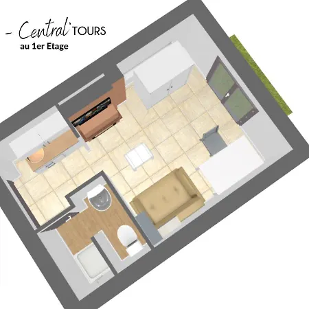 Appartement 1# Central'tours Terracotta- Hypercentre *