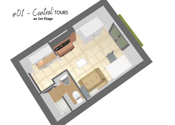 Appartement 1# Central'tours Terracotta- Hypercentre *